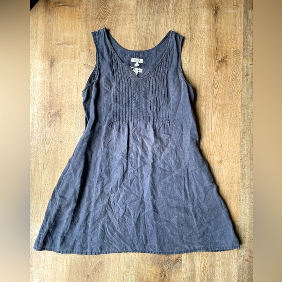 Malvin Hamburg Germany 100% Linen Tunic Dress Large Gray Sleeveless Minimalist - Picture 1 of 4